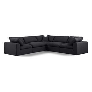 Meridian Furniture Comfy Black Linen Textured Fabric 5-Pc. Modular Sectional