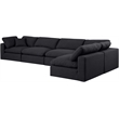 Meridian Furniture Comfy Black Linen Textured Fabric 5-Pc. Modular Sectional