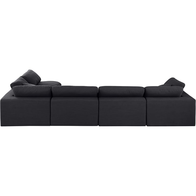 Meridian Furniture Comfy Black Linen Textured Fabric 5-Pc. Modular Sectional