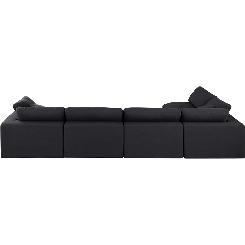 Meridian Furniture Comfy Black Linen Textured Fabric 5-Pc. Modular Sectional