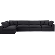 Meridian Furniture Comfy Black Linen Textured Fabric 5-Pc. Modular Sectional