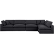 Meridian Furniture Comfy Black Linen Textured Fabric 5-Pc. Modular Sectional