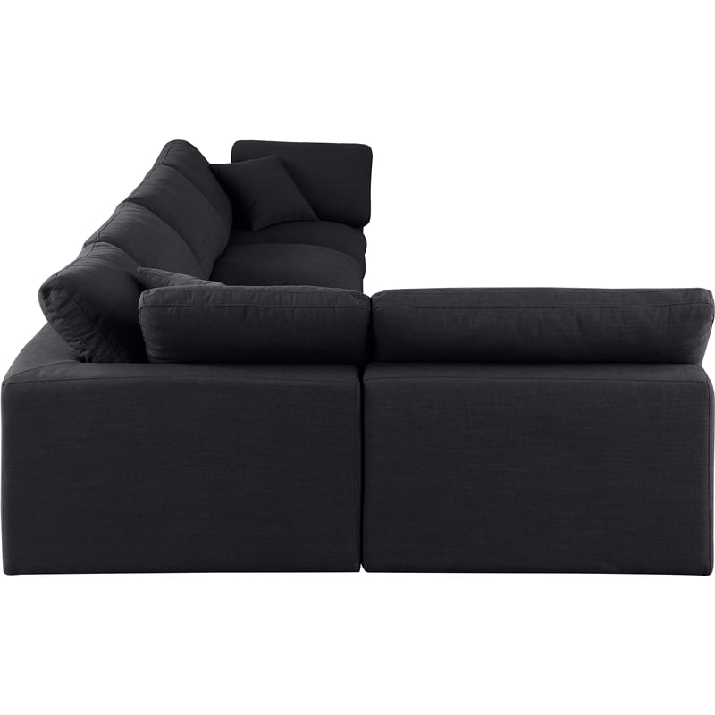Meridian Furniture Comfy Black Linen Textured Fabric 5-Pc. Modular Sectional