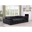 Meridian Furniture Comfy Black Linen Textured Fabric 6-Pc. Modular Sectional