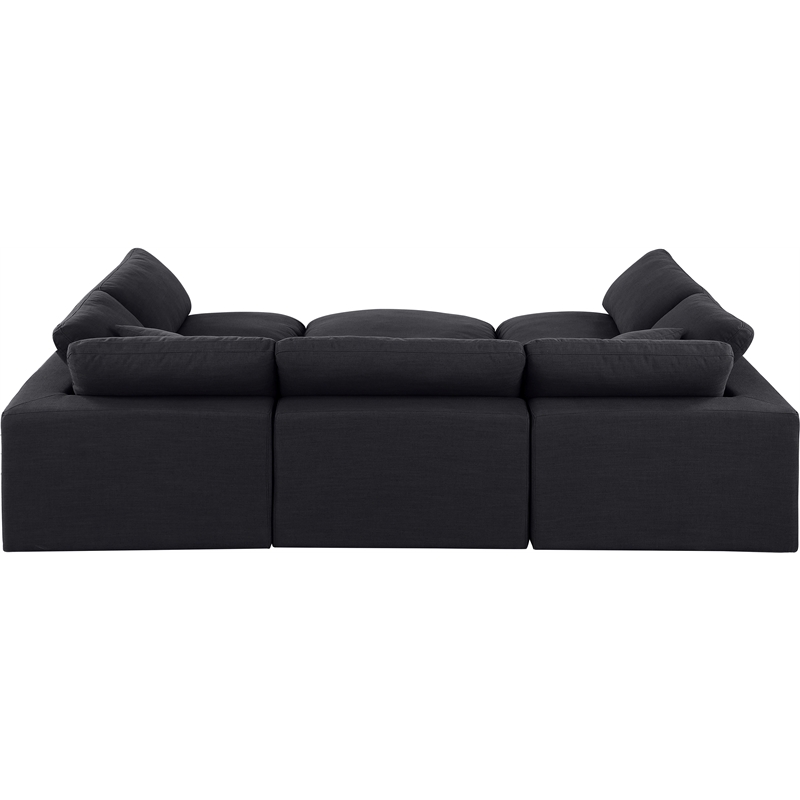 Meridian Furniture Comfy Black Linen Textured Fabric 6-Pc. Modular Sectional