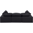 Meridian Furniture Comfy Black Linen Textured Fabric 6-Pc. Modular Sectional