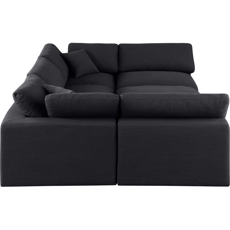 Meridian Furniture Comfy Black Linen Textured Fabric 6-Pc. Modular Sectional