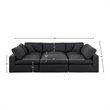 Meridian Furniture Comfy Black Linen Textured Fabric 6-Pc. Modular Sectional
