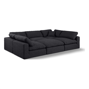 Meridian Furniture Comfy Black Linen Textured Fabric 6-Pc. Modular Sectional