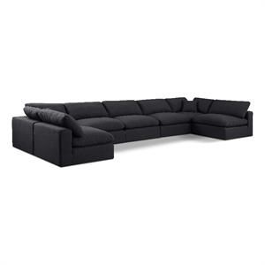 Meridian Furniture Comfy Black Linen Textured Fabric 7-Pc. Modular Sectional