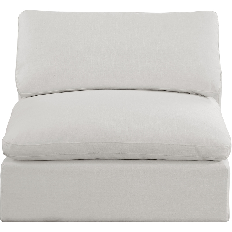 Meridian Furniture Comfy Cream Linen Textured Fabric Armless Chair