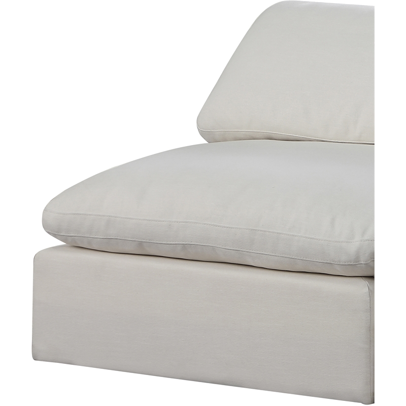 Meridian Furniture Comfy Cream Linen Textured Fabric Armless Chair
