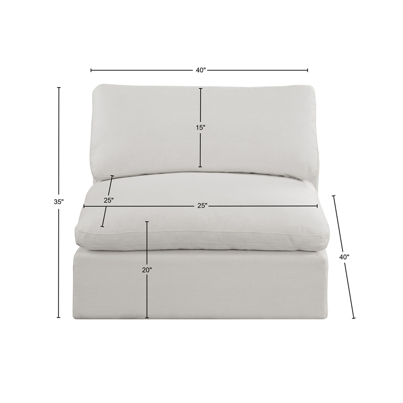 Meridian Furniture Comfy Cream Linen Textured Fabric Armless Chair