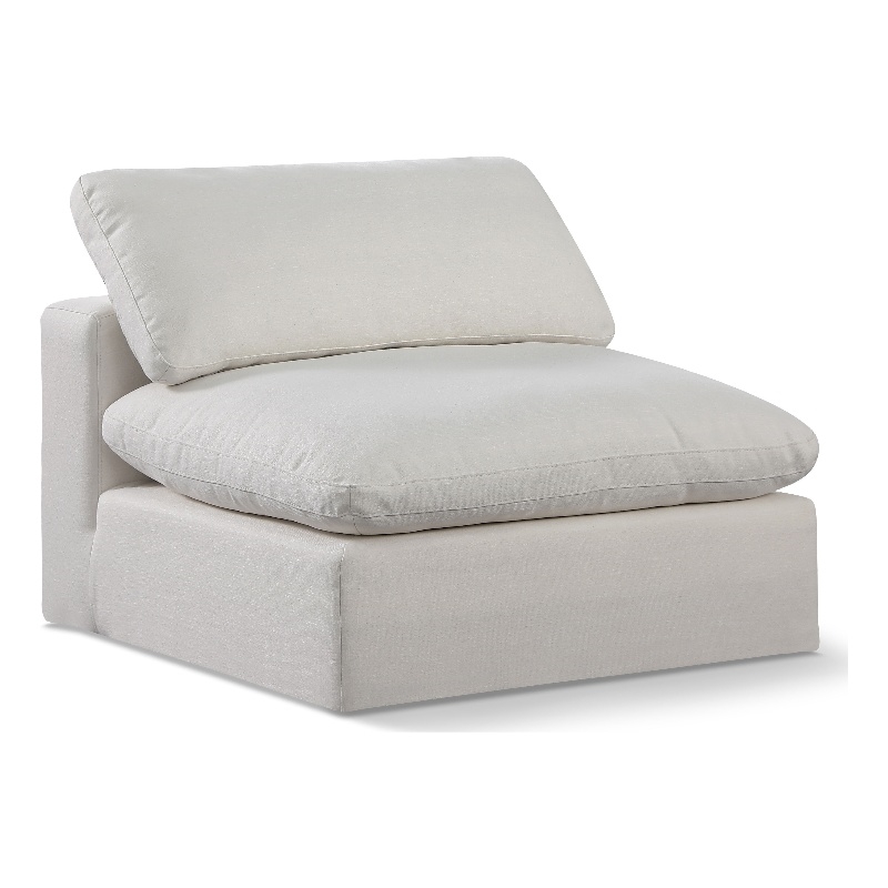 Meridian Furniture Comfy Cream Linen Textured Fabric Armless Chair