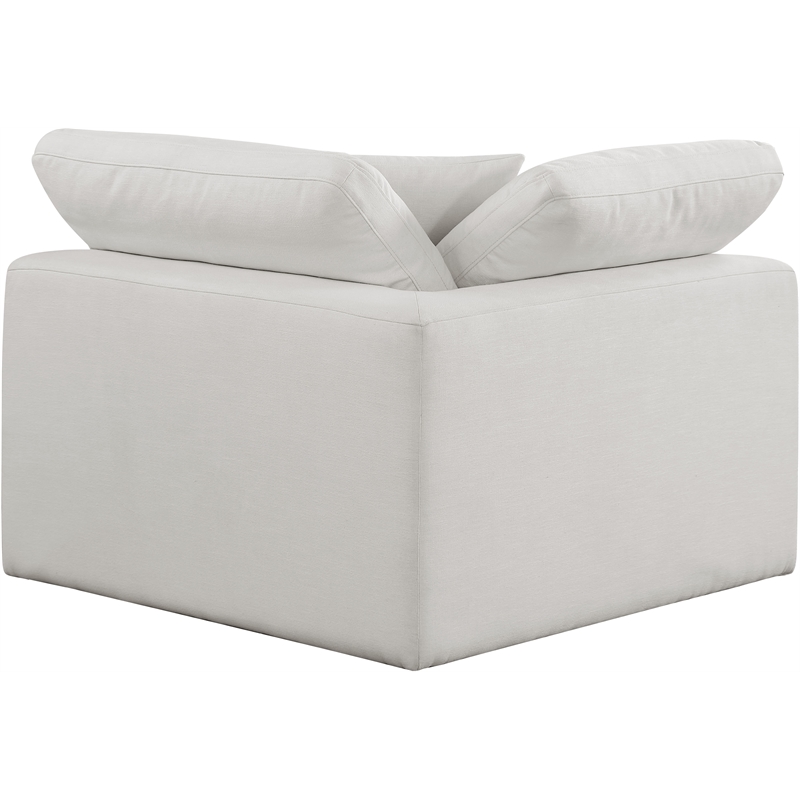 Meridian Furniture Comfy Cream Linen Textured Fabric Corner Chair