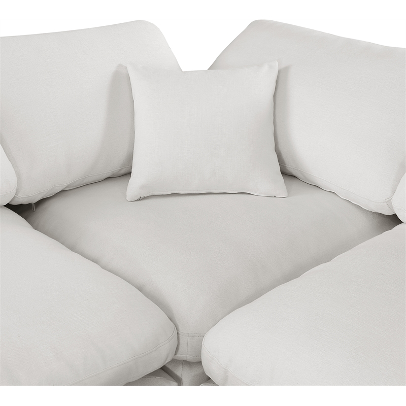 Meridian Furniture Comfy Cream Linen Textured Fabric Corner Chair