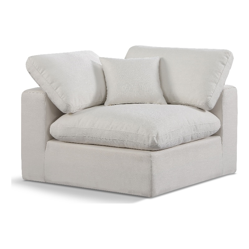 Meridian Furniture Comfy Cream Linen Textured Fabric Corner Chair