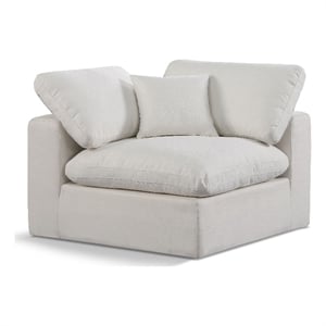 Meridian Furniture Comfy Cream Linen Textured Fabric Corner Chair