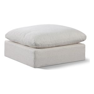 Meridian Furniture Comfy Cream Linen Textured Fabric Ottoman