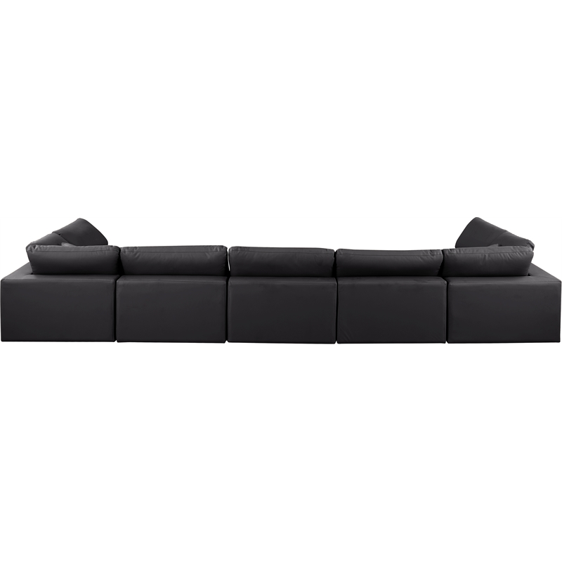 Meridian Furniture Comfy Black Vegan Leather 7-Pc. Modular Sectional