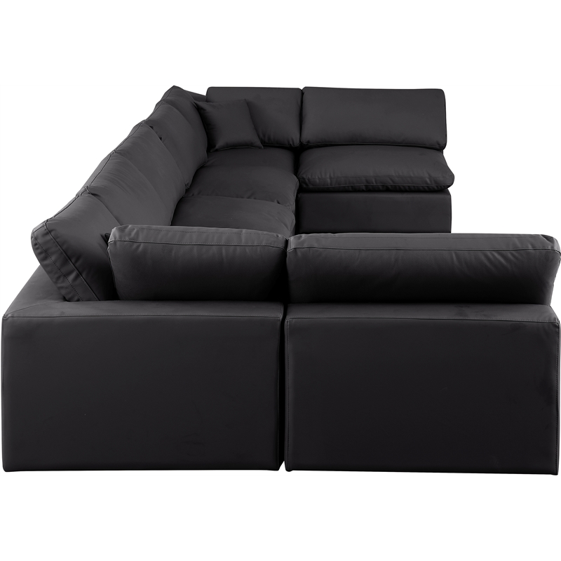 Meridian Furniture Comfy Black Vegan Leather 7-Pc. Modular Sectional