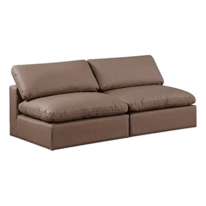 Meridian Furniture Comfy Brown Vegan Leather 2-Pc. Modular Sofa