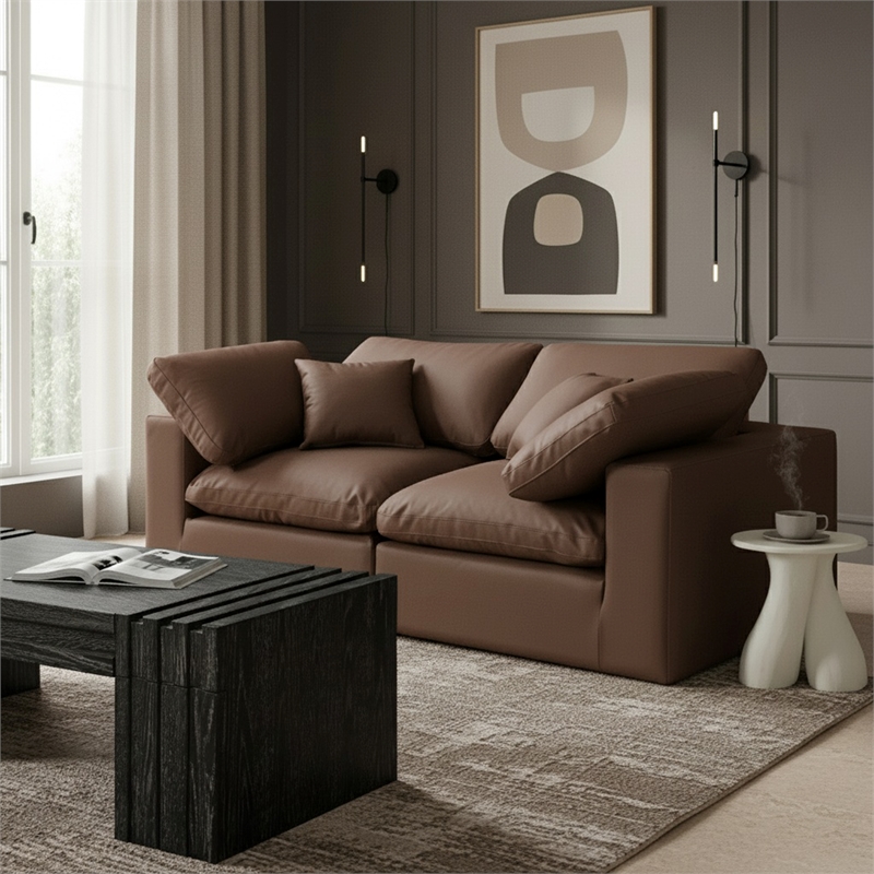 Meridian Furniture Comfy Brown Vegan Leather 2-Pc. Modular Sofa