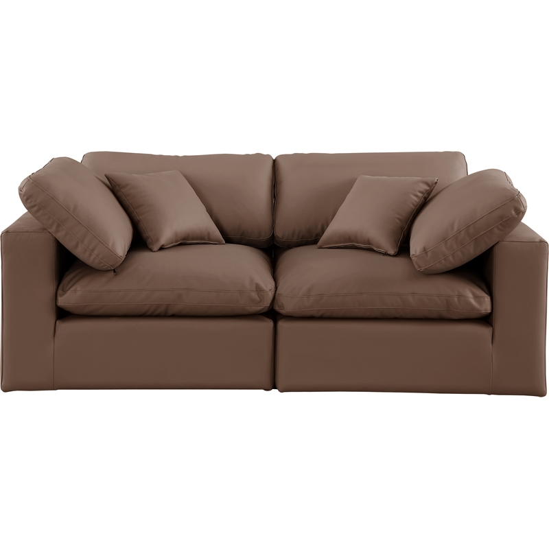 Meridian Furniture Comfy Brown Vegan Leather 2-Pc. Modular Sofa