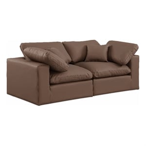 Meridian Furniture Comfy Brown Vegan Leather 2-Pc. Modular Sofa