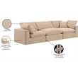 Meridian Furniture Comfy Beige Velvet 3-Pc. Modular Sofa