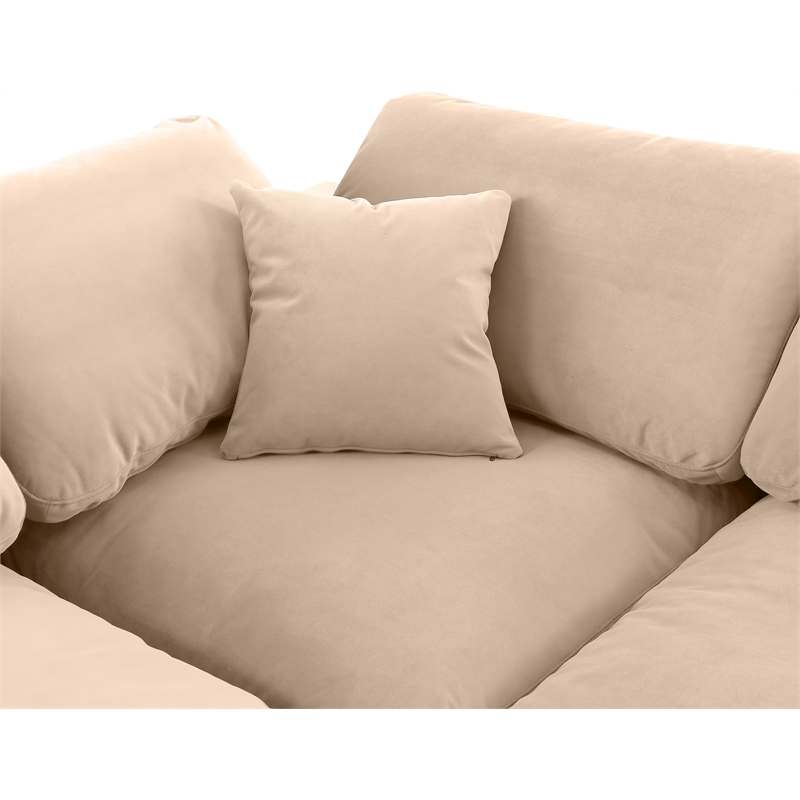 Meridian Furniture Comfy Beige Velvet 3-Pc. Modular Sofa