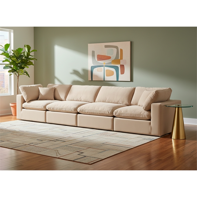Meridian Furniture Comfy Beige Velvet 4-Pc. Modular Sofa
