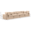 Meridian Furniture Comfy Beige Velvet 4-Pc. Modular Sofa