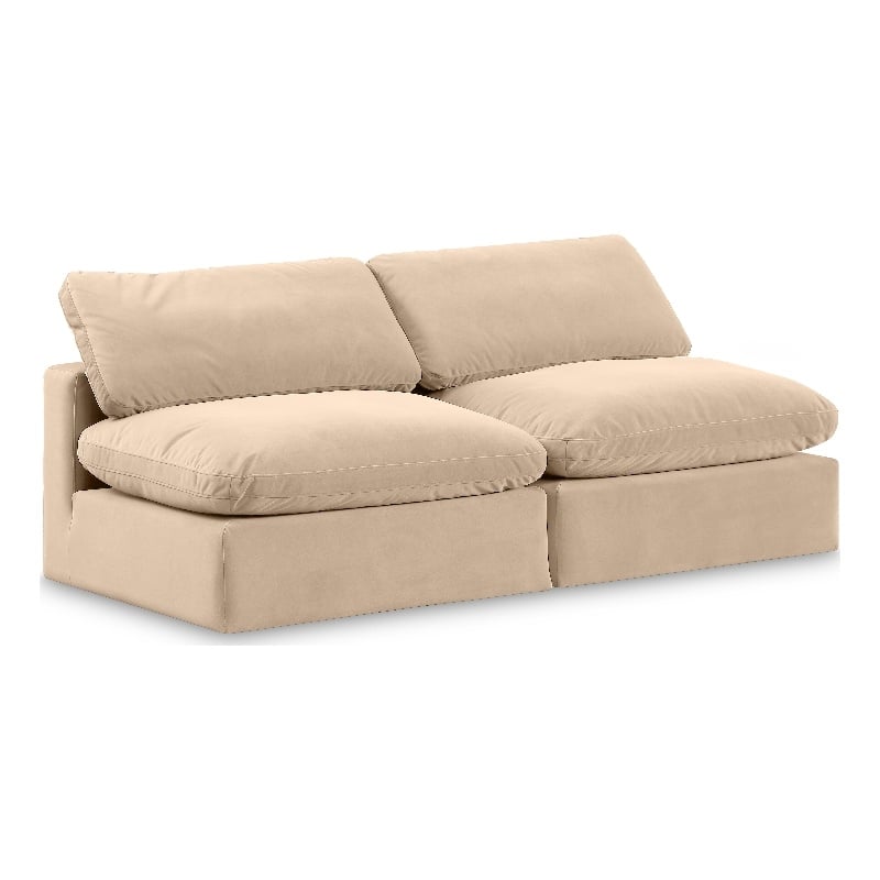 Meridian Furniture Comfy Beige Velvet 2-Pc. Modular Sofa