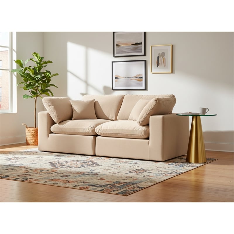 Meridian Furniture Comfy Beige Velvet 2-Pc. Modular Sofa