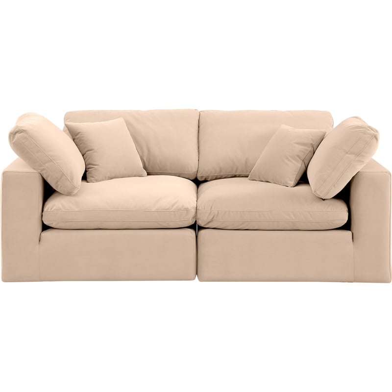 Meridian Furniture Comfy Beige Velvet 2-Pc. Modular Sofa
