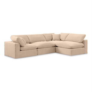 Meridian Furniture Comfy Beige Velvet 4-Pc. Modular Sectional