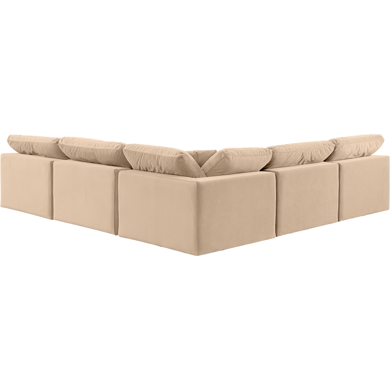 meridian furniture comfy beige velvet 5-pc. modular sectional