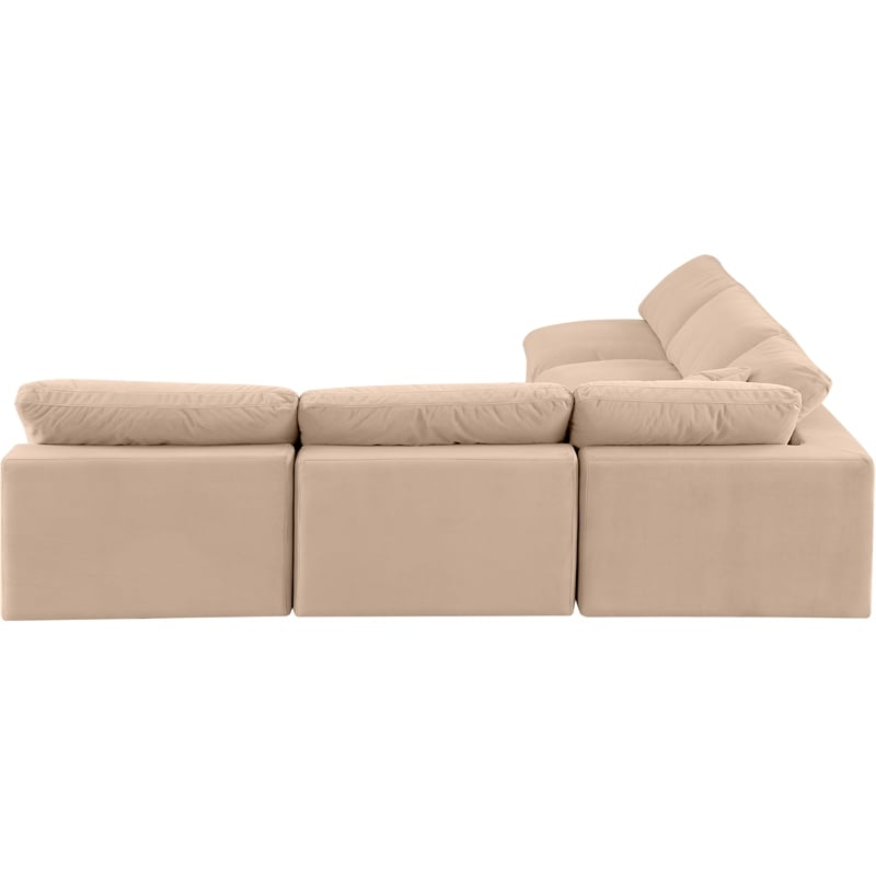 meridian furniture comfy beige velvet 5-pc. modular sectional