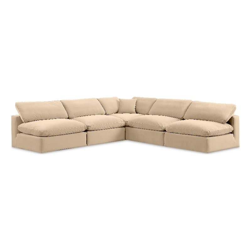 Meridian Furniture Comfy Beige Velvet 5-Pc. Modular Sectional