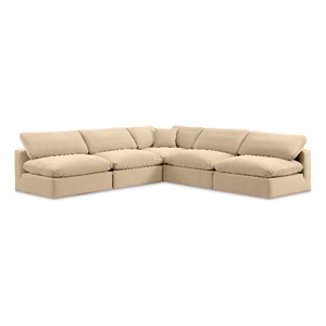 Meridian Furniture Comfy Beige Velvet 5-Pc. Modular Sectional