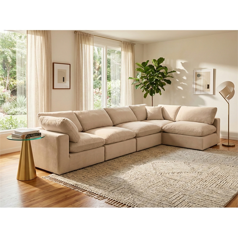 Meridian Furniture Comfy Beige Velvet 5-Pc. Modular Sectional