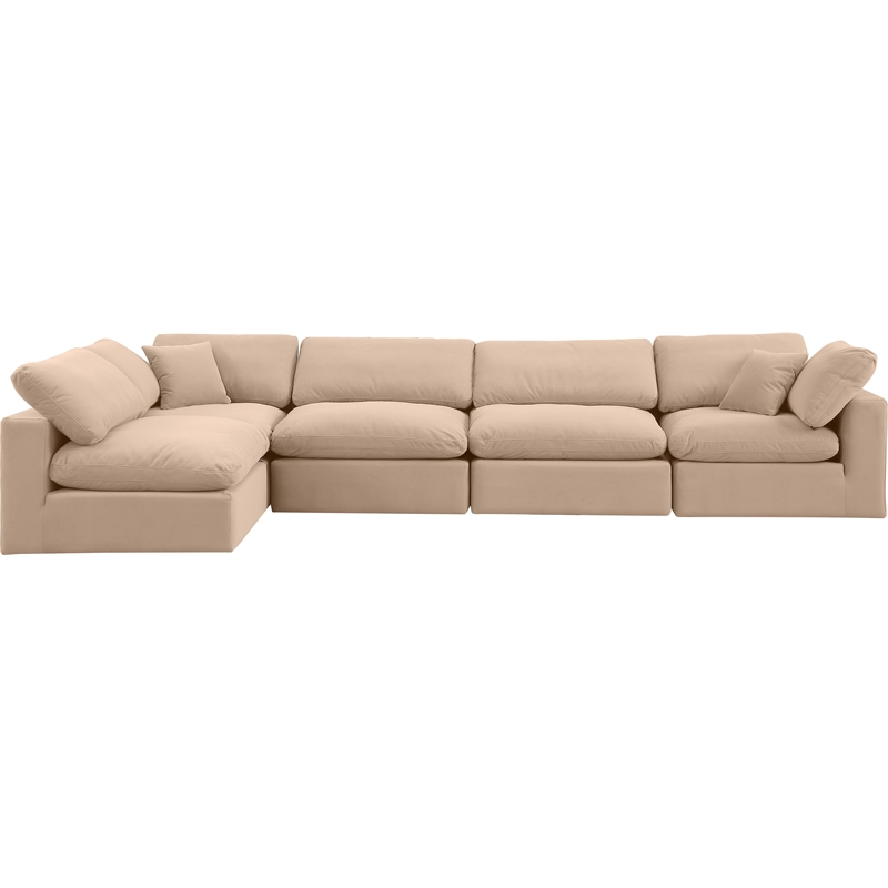 Meridian Furniture Comfy Beige Velvet 5-Pc. Modular Sectional