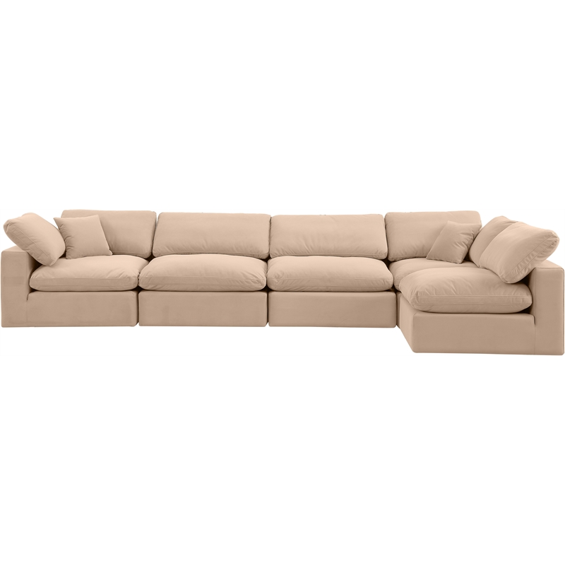 Meridian Furniture Comfy Beige Velvet 5-Pc. Modular Sectional