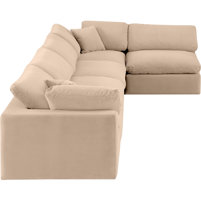 Meridian Furniture Comfy Beige Velvet 5-Pc. Modular Sectional