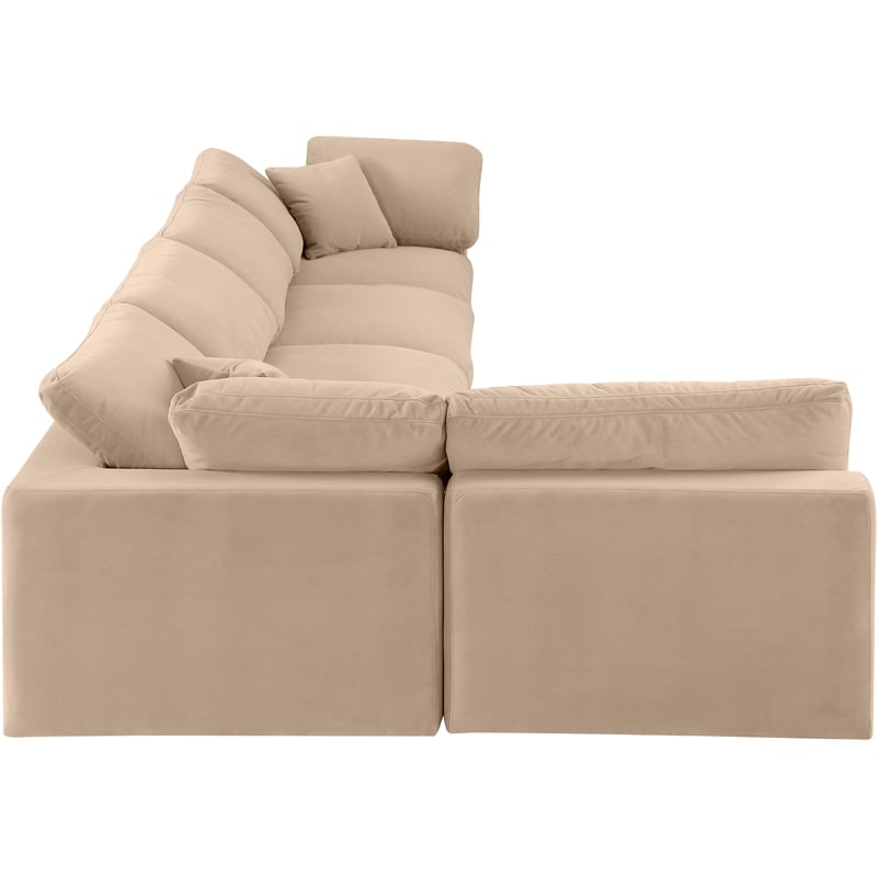Meridian Furniture Comfy Beige Velvet 5-Pc. Modular Sectional