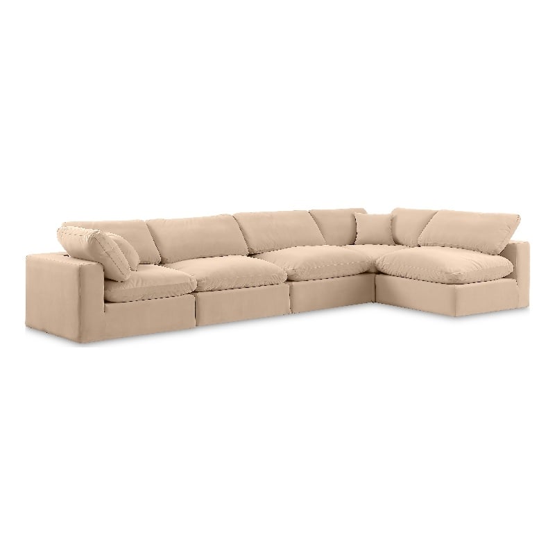 Meridian Furniture Comfy Beige Velvet 5-Pc. Modular Sectional