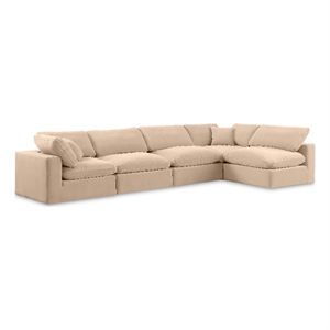 Meridian Furniture Comfy Beige Velvet 5-Pc. Modular Sectional