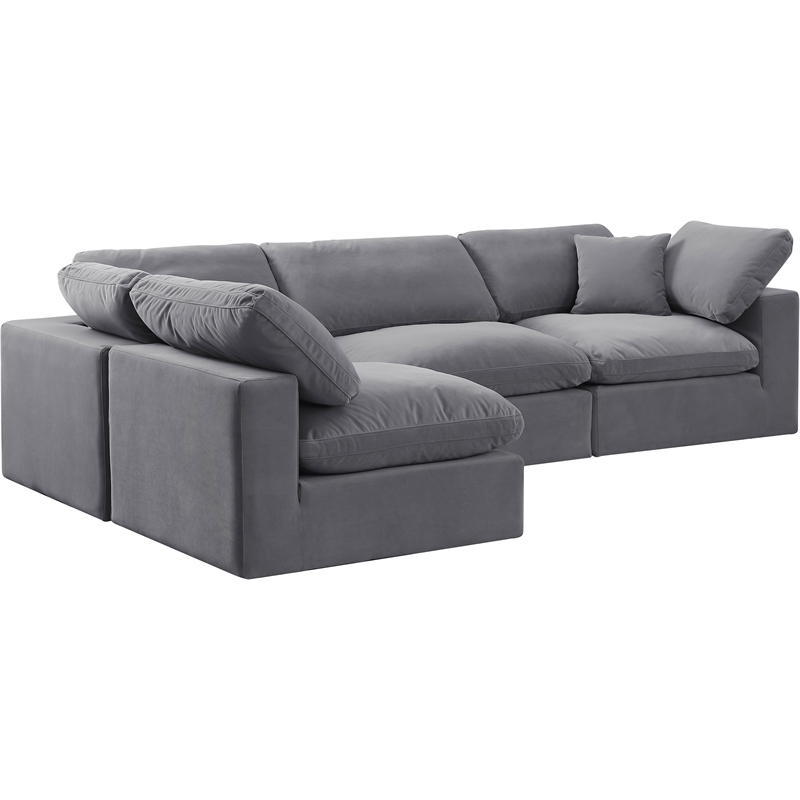 Meridian Furniture Comfy Grey Velvet 4-Pc. Modular Sectional