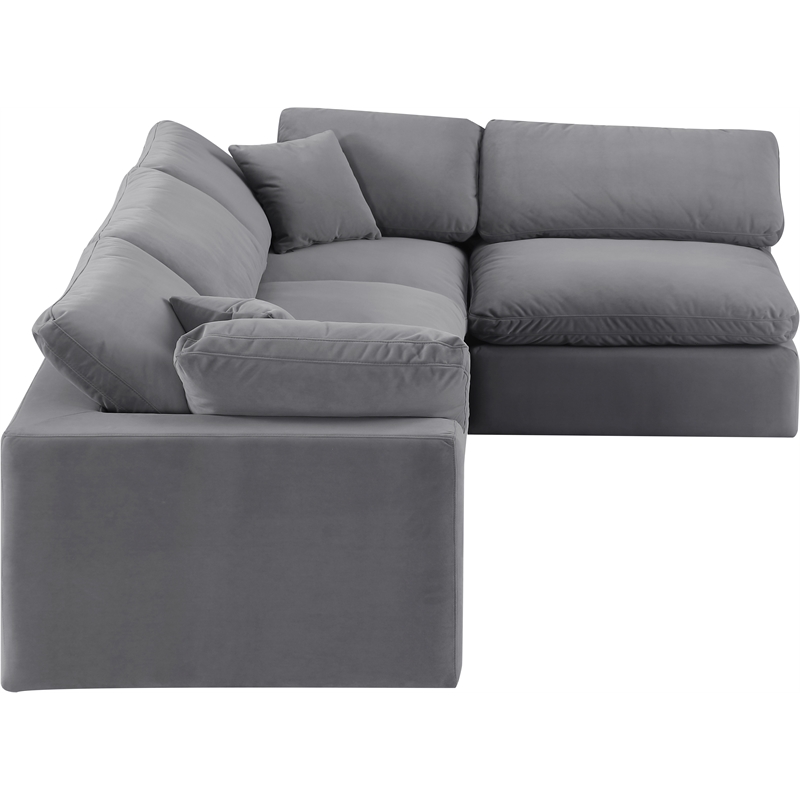 Meridian Furniture Comfy Grey Velvet 4-Pc. Modular Sectional